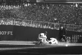 Photo of a baseball game in NY in the 1950s
